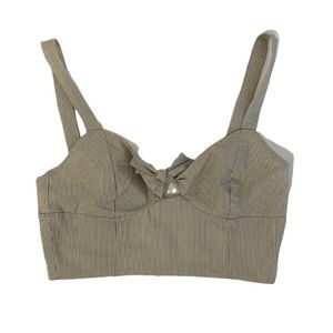 H&M Gray Stripe Crop Top with bow